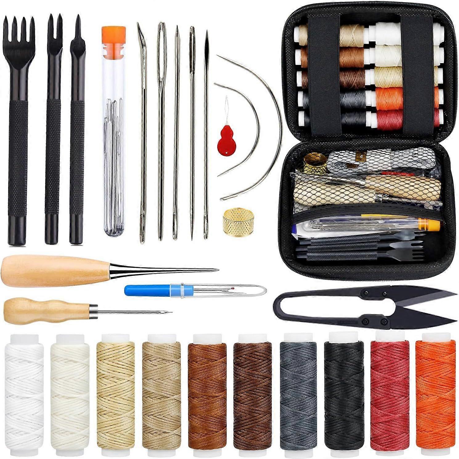 Leather Stitching Sewing Kit: 31PCS Leather Sewing Kit with 4mm Lacing Stitching Chisel