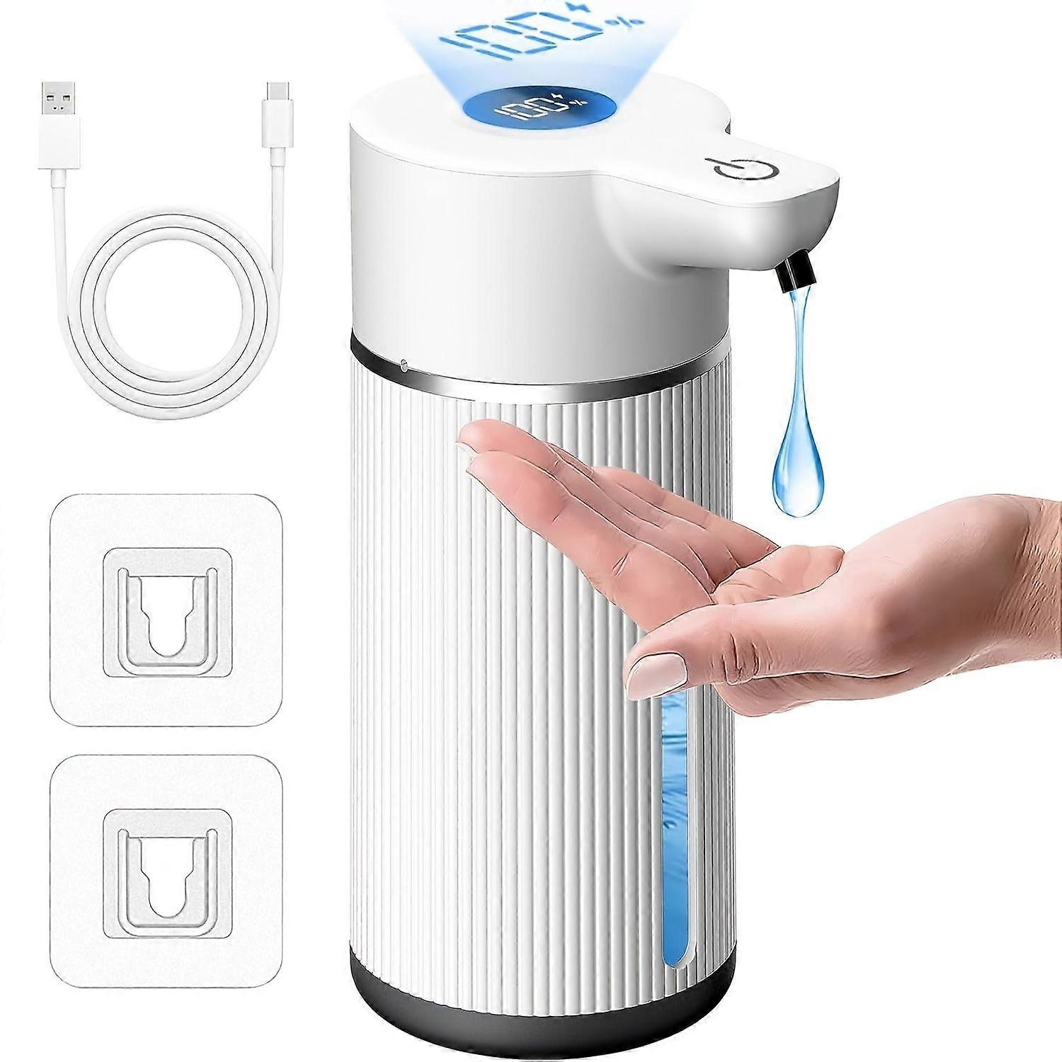 USB Rechargeable Automatic Soap Dispenser with LED Display 4 Adjustable Modes white