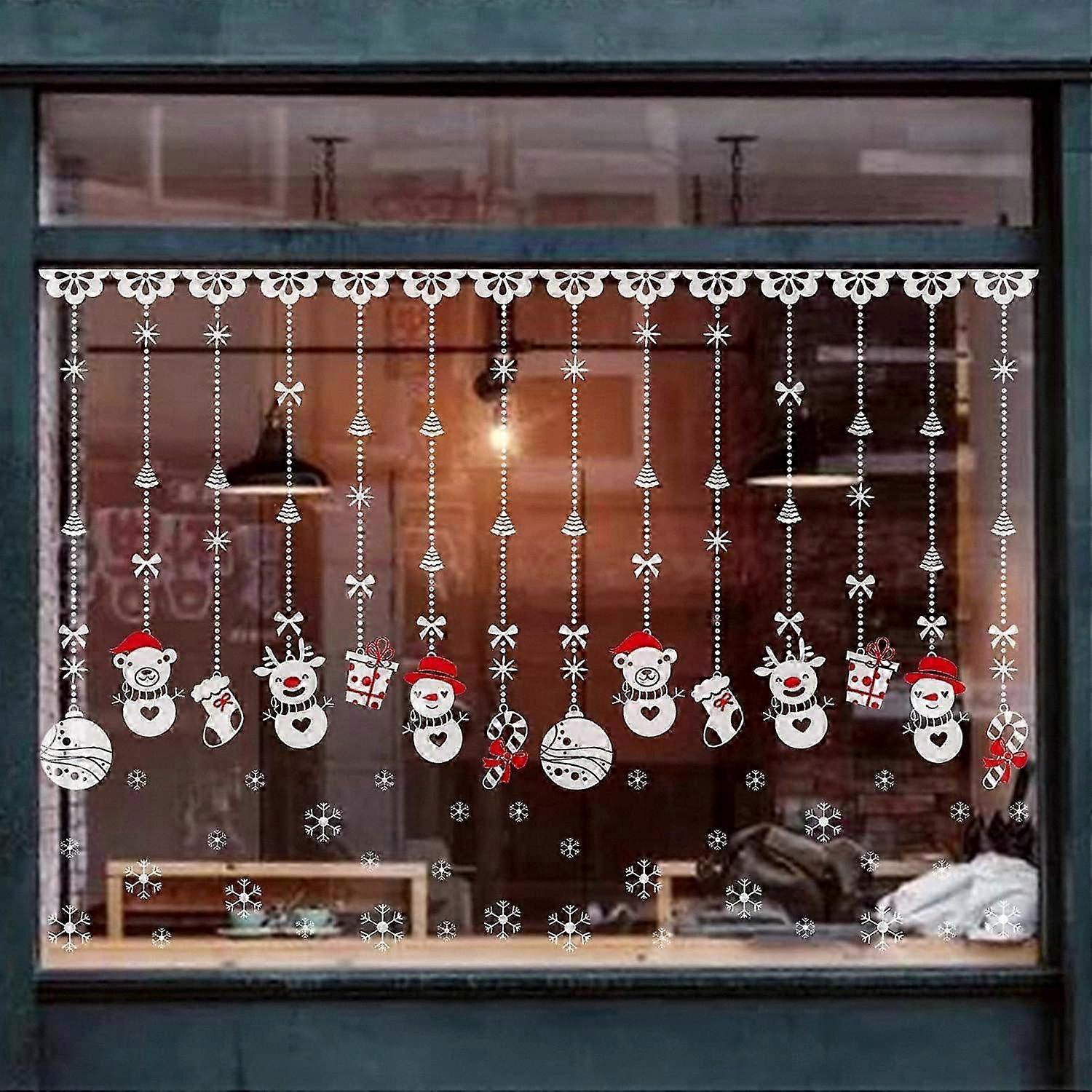 Christmas Removable Static Cling Window Stickers PVC Decorative Set Winter Snowflake Design 4 Sheets for Home Holiday Decor