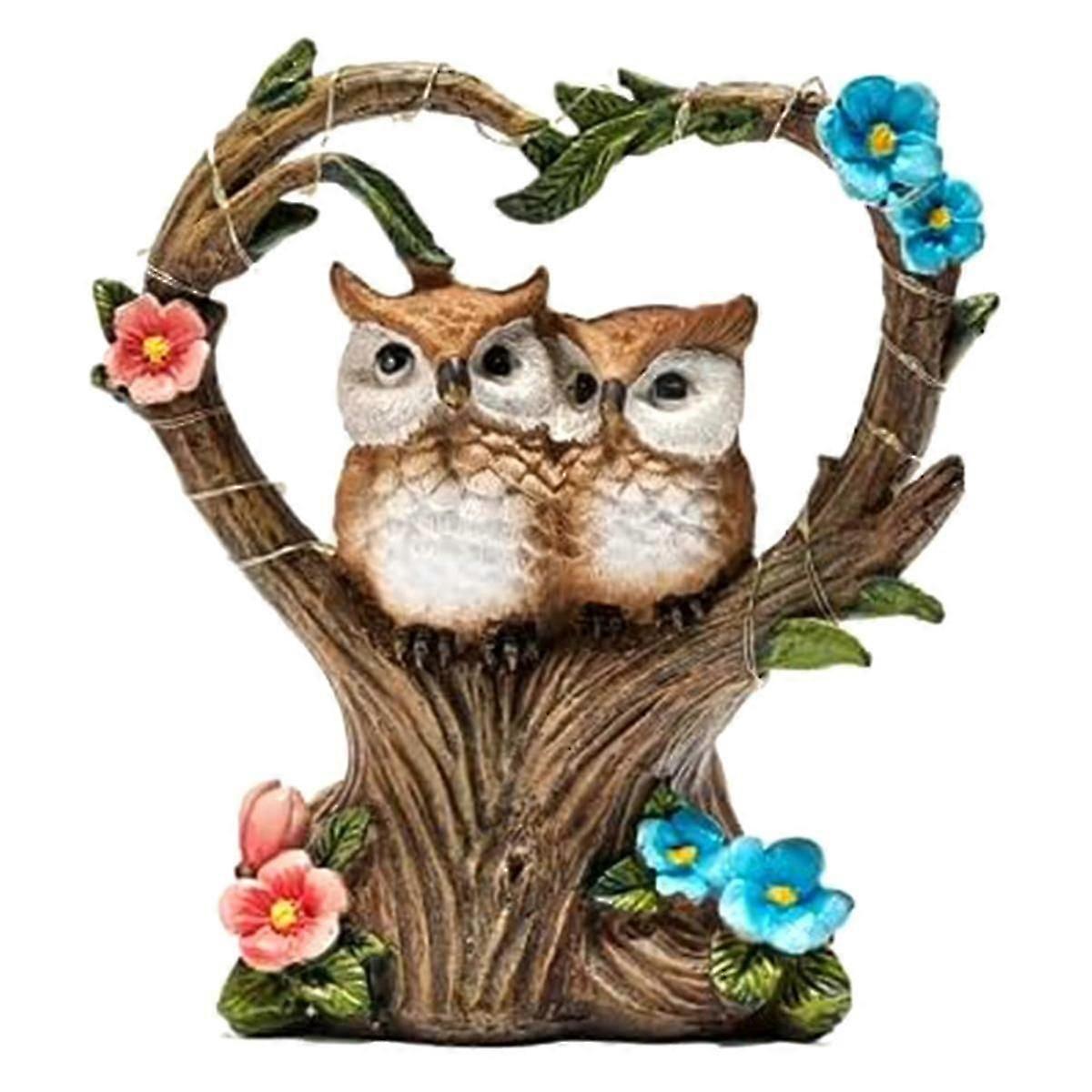 Resin Solar Light Up Owl Bird Decor - Creatives Garden Resin Lovers Bird Ornaments - Valentine's Da