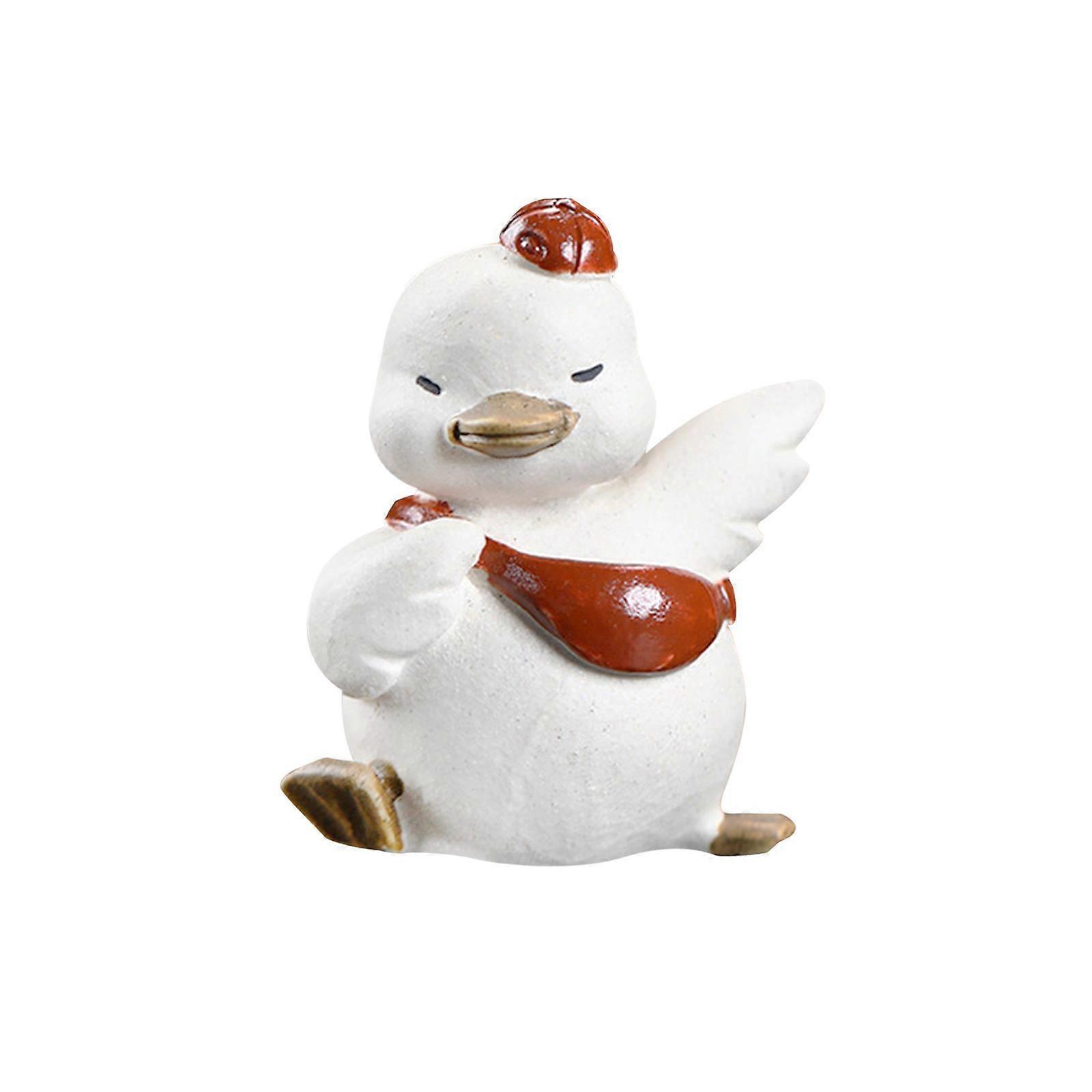 Duck Figurine Small Duck Statue Desktop Ornament Decorative Cute Purple Clay