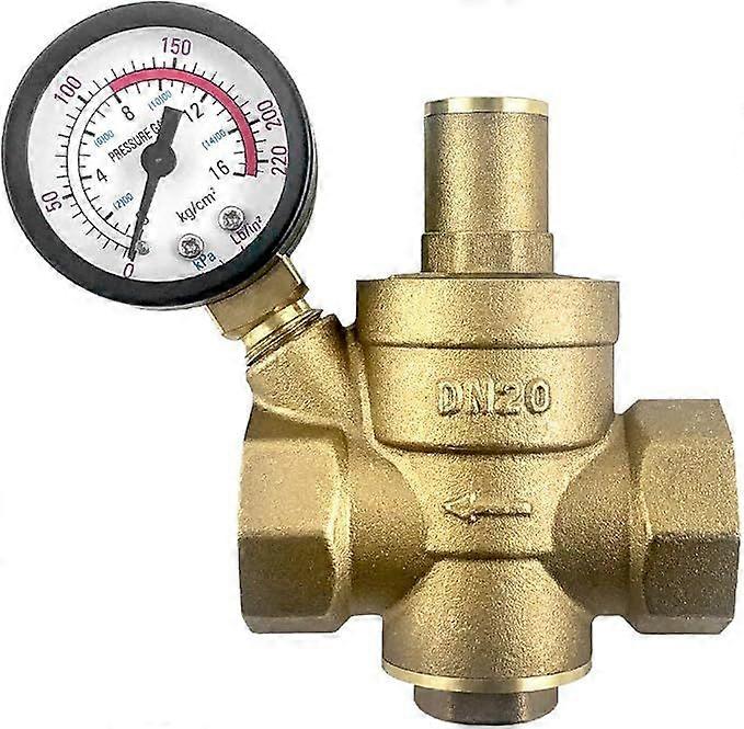 DN20 Brass Water Pressure Reducer with Adjustable Pressure Reducing Valve Gauge