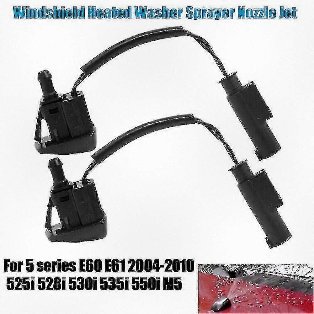 1 Pair Heated Washer Sprayer Nozzle Jet for Windshields Compatible with 5 Series E60 E61 Models from 2004 to 2010, 525i Replacement Parts