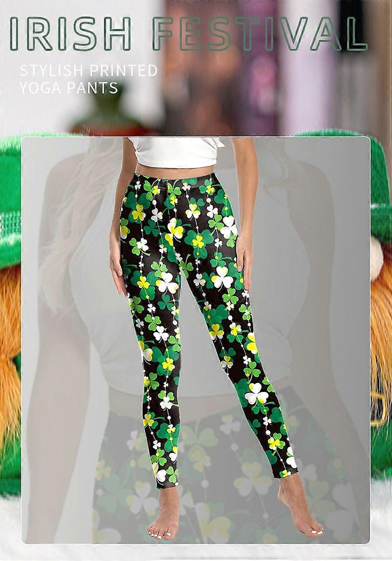 St. Patrick's Day Shamrock Print Leggings Women's Lucky Green Yoga Pants