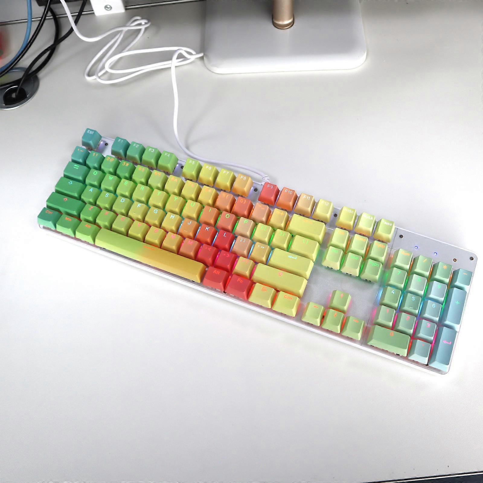 Thick PBT Dye Sub Keycaps Top Printed Fronts 108-Key Gradient Rainbow Keycap