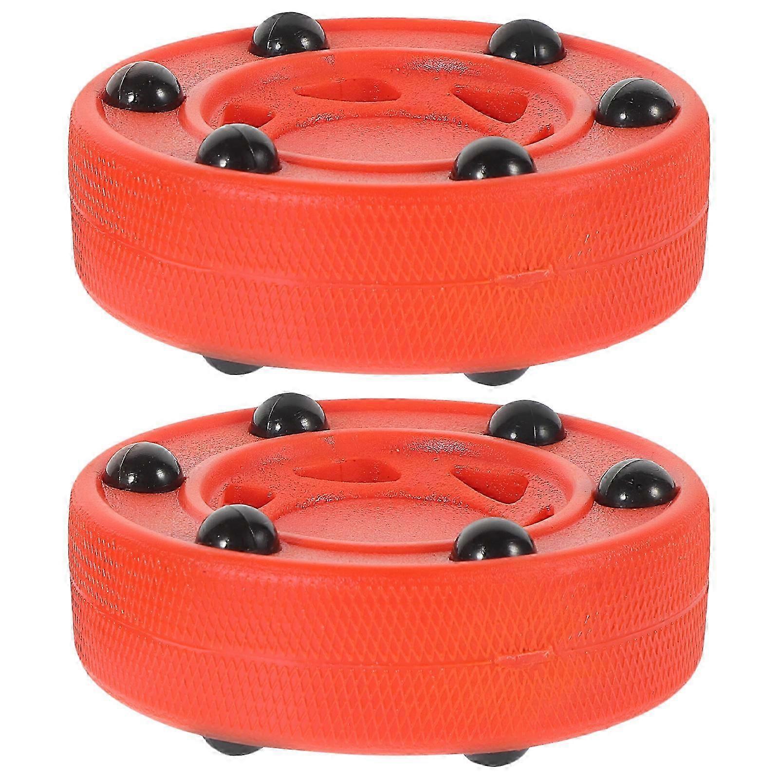 2 adet Rulo Hokeyi Eğitim Diski, Uygulama için Sokak Hokeyi Topu, 7.5X2.5CM, Kırmızı