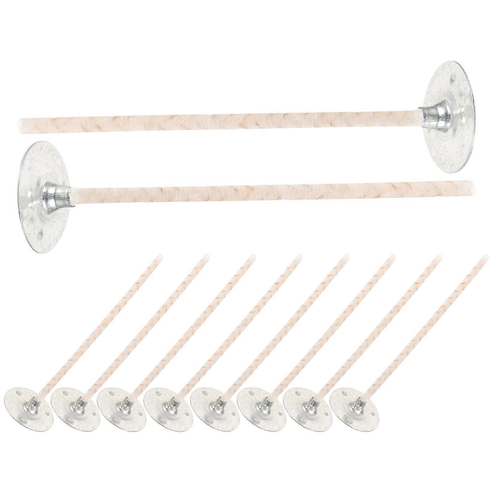Cotton Candle Wicks with Metal Base 10 pcs, Pre Waxed for Soy Wax and Scented DIY Candle Making, Suitable for Personal and Professional Use