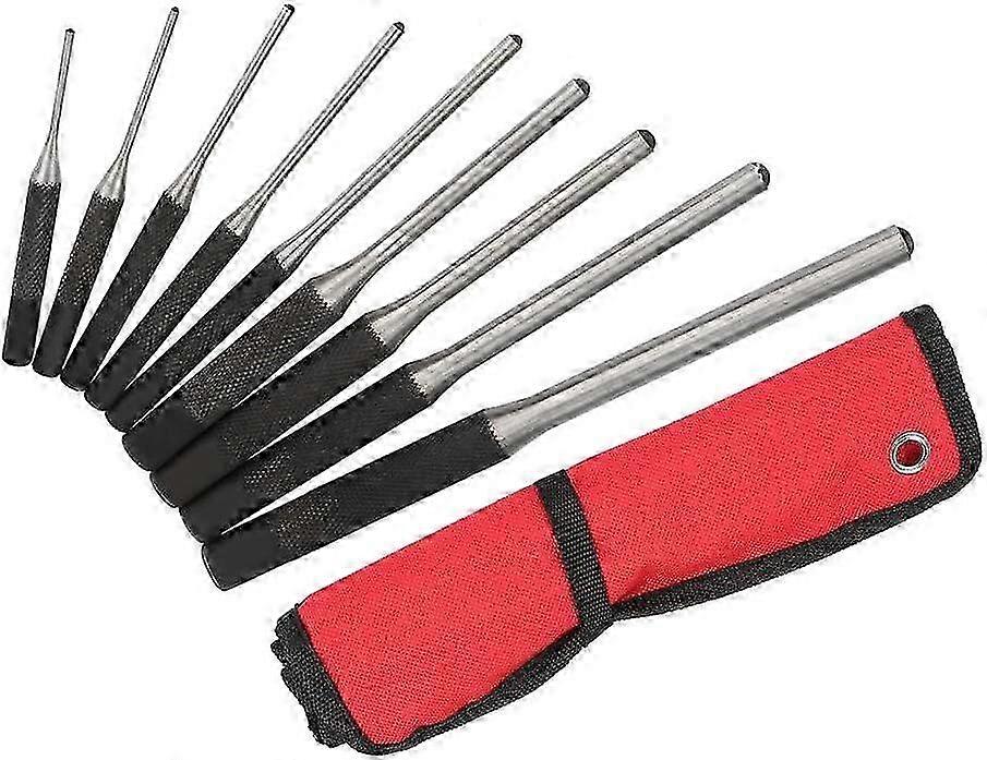 9PCS Roll Pin Punch Set Durable Steel Mechanic's Tool Kit with Comfort Grip and Storage Bag for Various Brands of Mechanical Tools