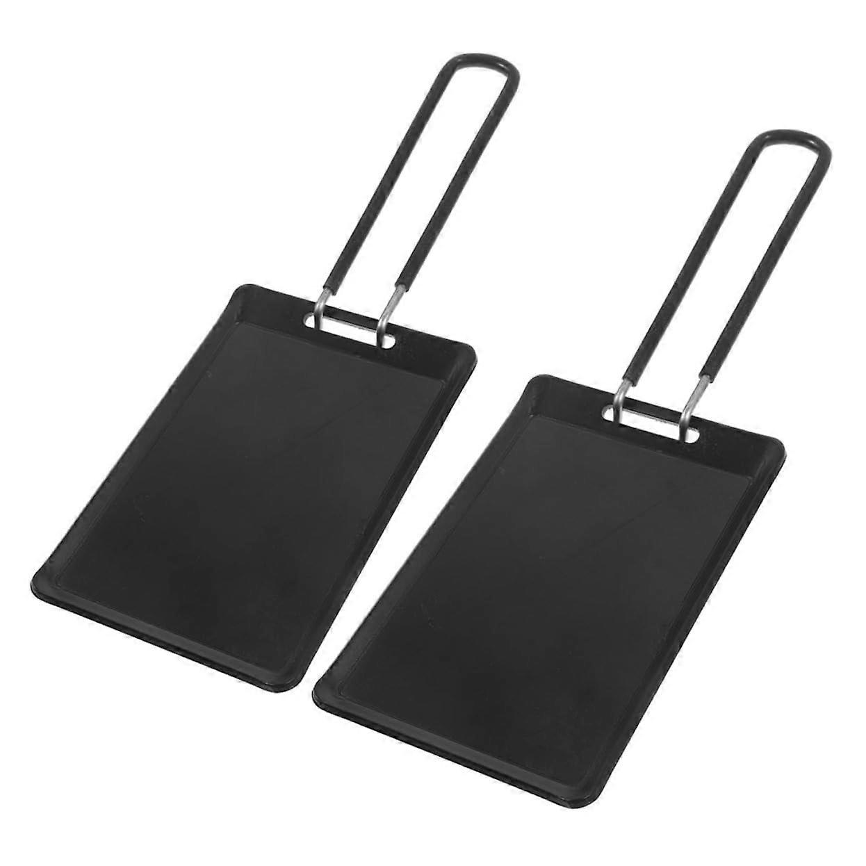 Portable BBQ Grill Pan Set of 2 - Removable Handle Stainless Steel Griddle for Outdoor Camping Picnics and Garden Parties