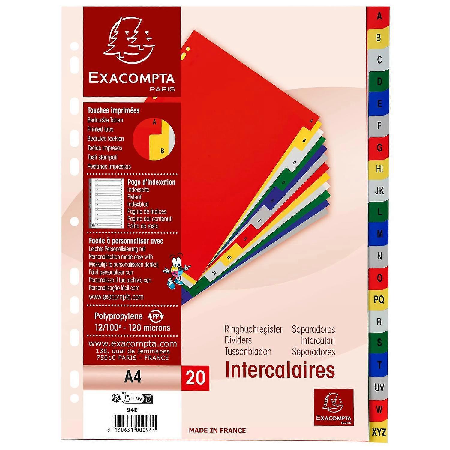 Exacompta 94E 20x Separad.A4 A-Z 20PP color.+pag.de indice