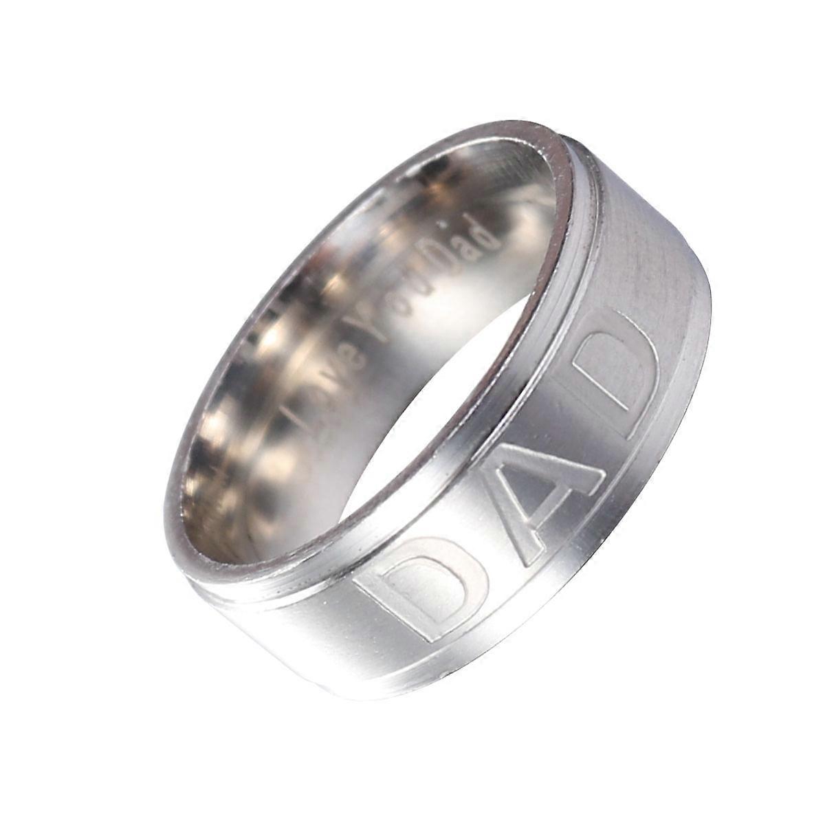 Mens Rings Titanium For Fathers Day present Silver Round Classic 1Pack