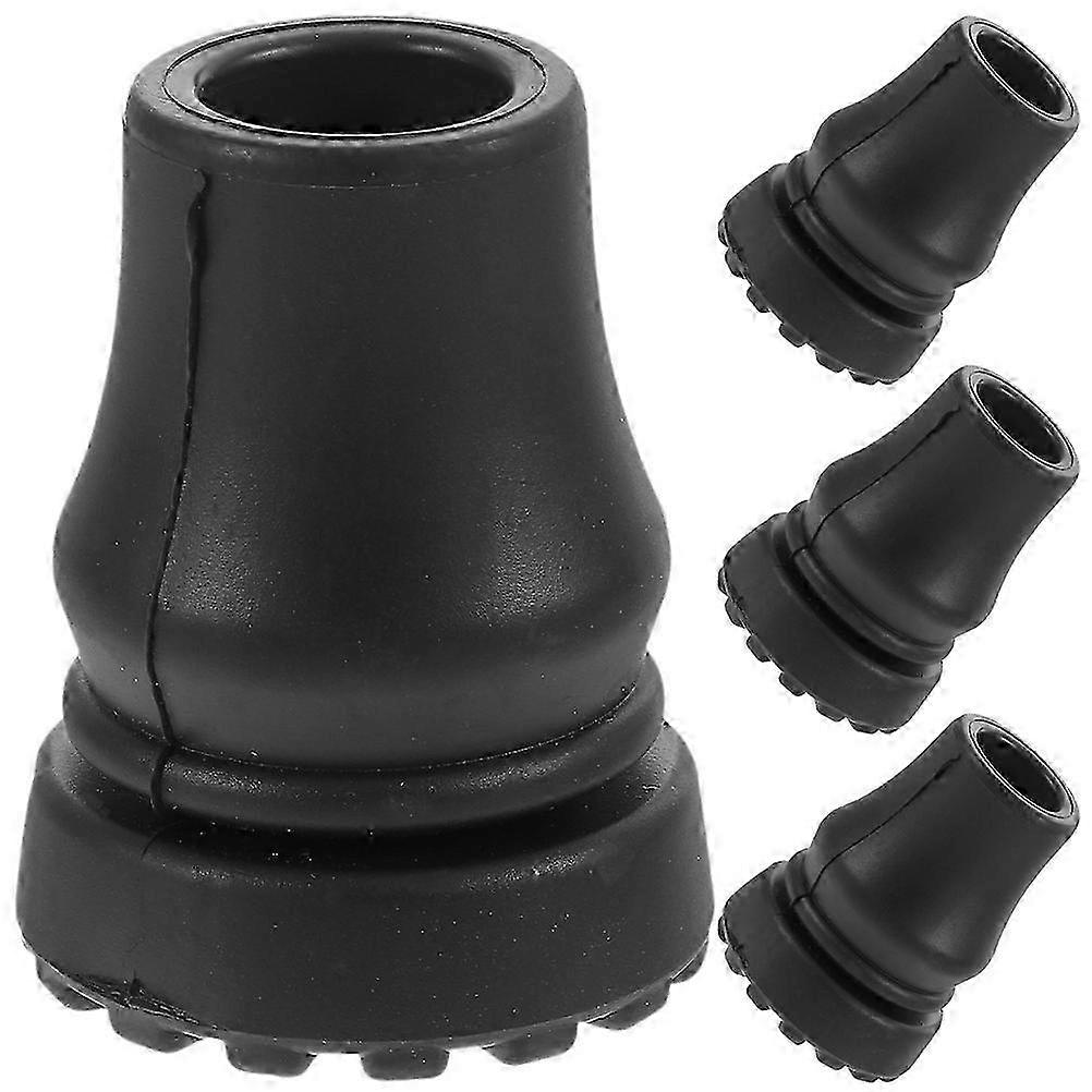 4Pcs Black Cane Tips Replacement for Walking Sticks & Crutches (4.8x3.7cm)