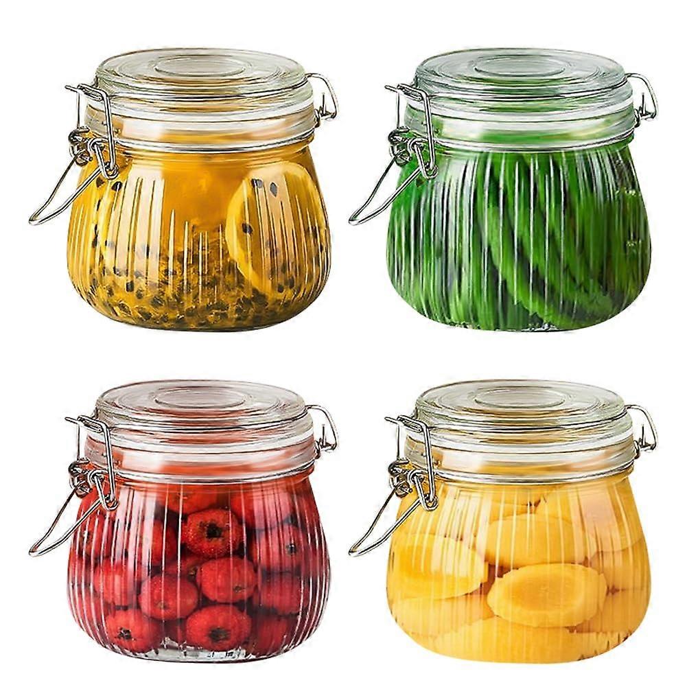 Preserving Jars Set of 4 with Swing Top, Wire Clip, Airtight for Coffee, Sugar, Nuts