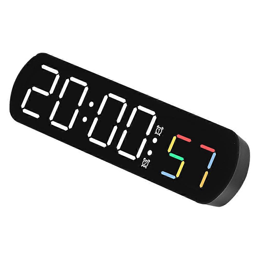 Digital Alarm Clock With Temperature Display Living Room Black With White Led Lights 1Set