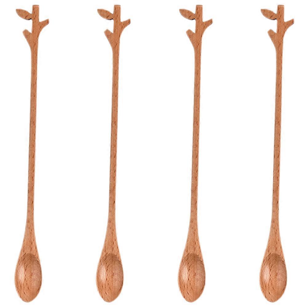 Delicate Coffee Spoons Wooden Stirring Spoon General Users 4Pcs