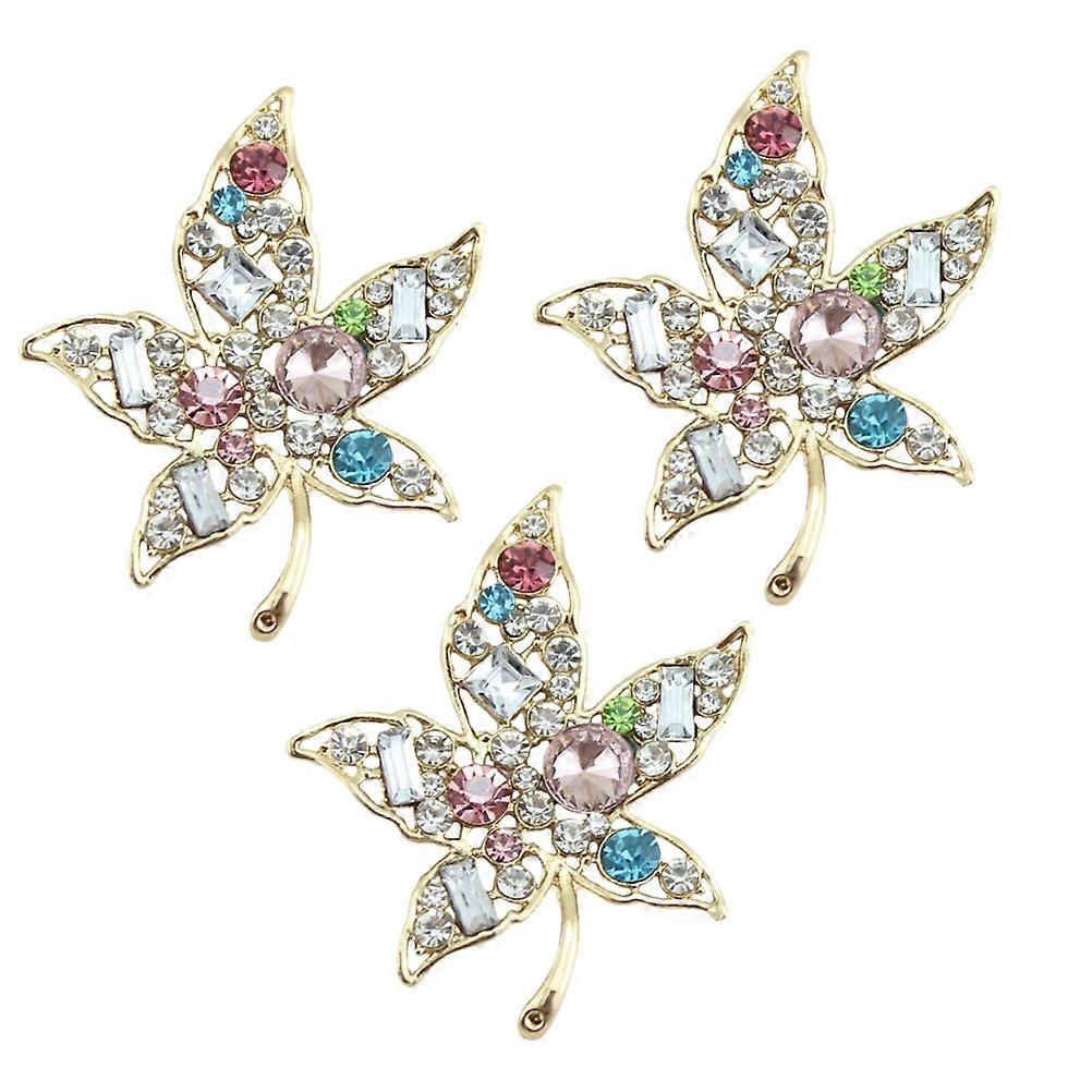 Phone Case Decor Rhinestone Maple Leaf Assorted .3*4.5cm Diy Phone Cover 3Pcs