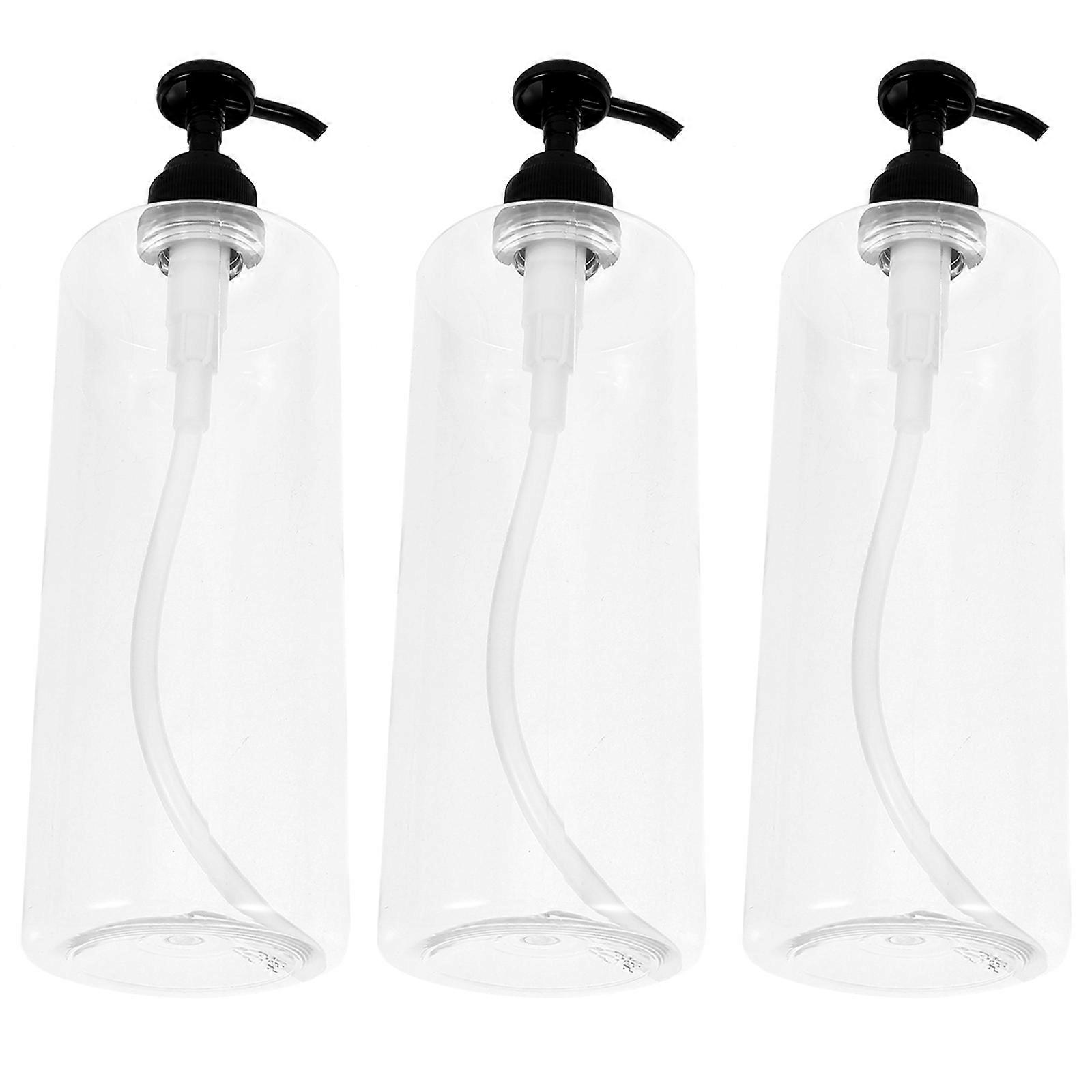 3pcs Refillable Transparent Pump Bottles Durable Lotion Dispenser for Shampoo, Body Lotion, Liquid Soap – Black Pump Head for Home & Bathroom Use