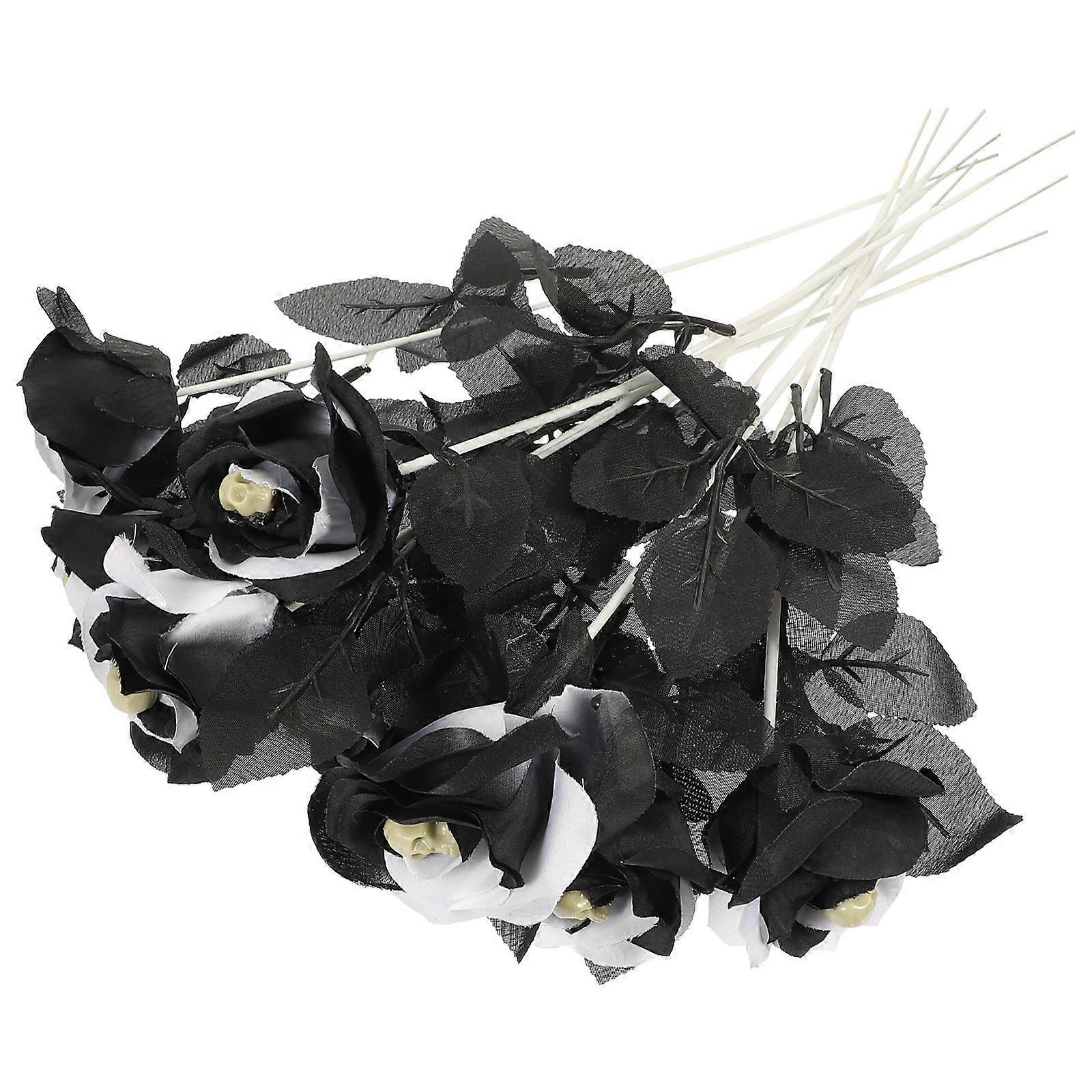 スカルローズブーケハロウィン人工ドクロデコレーション10個入り