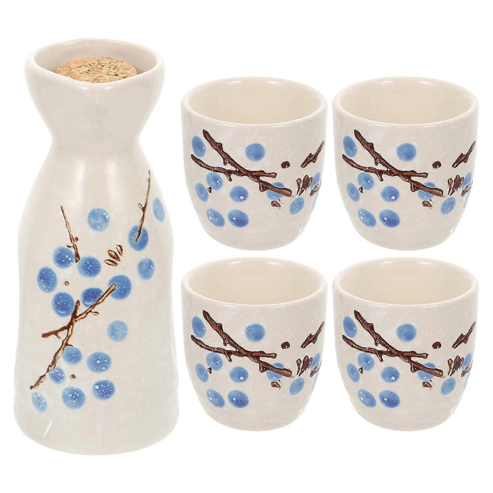 Ceramic Set Sake Pot Japanese Style Camping Containers Friends 1Set