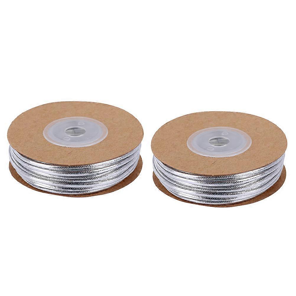 Cord For Jewelry Making Diy Necklace Cords Knitted Thread Silver Flat Polyester Handcraft Projects 2 Rolls