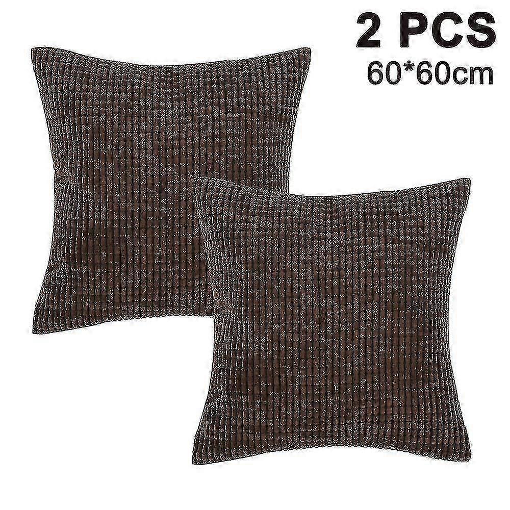 Pack Of 2, Corduroy Soft Decorative Square Throw Pillow Cover
