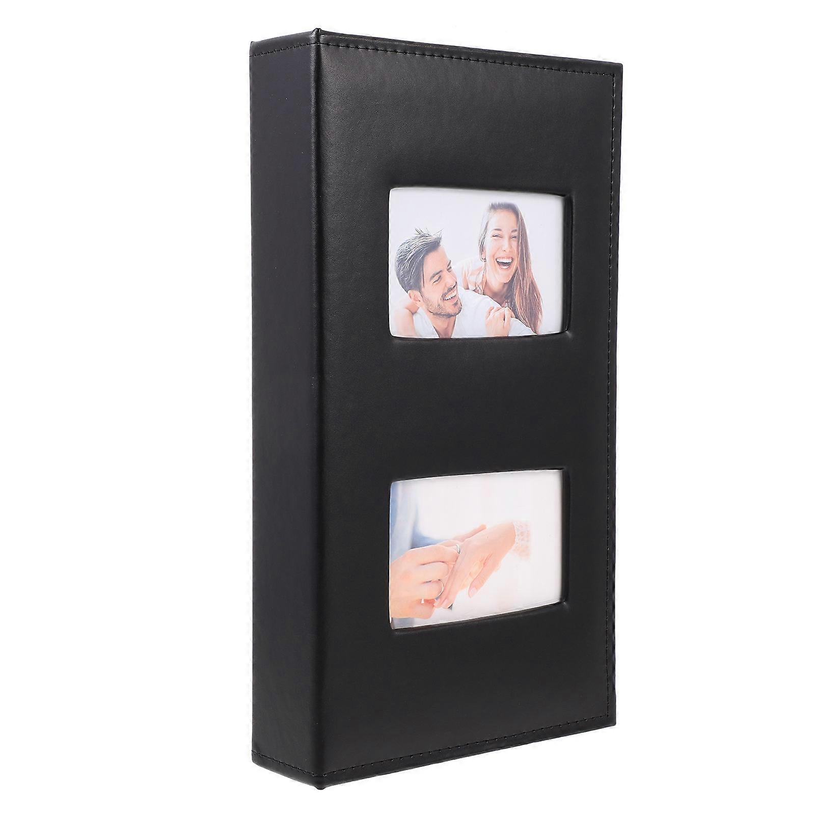 Photo Storage Album Double Window Design Flat Grain Series PU Leather 33.5X18.5CM Protective Photo Pages 1Pack