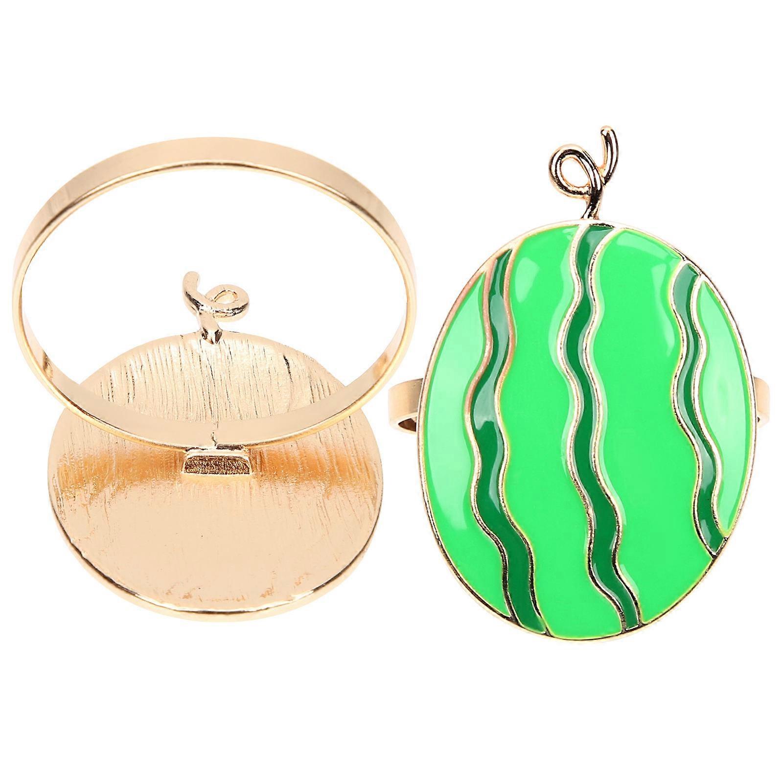 Napkin Holders Watermelon Pattern Napkin Ring Green Round Decorative 5.2x4.5cm 2Set