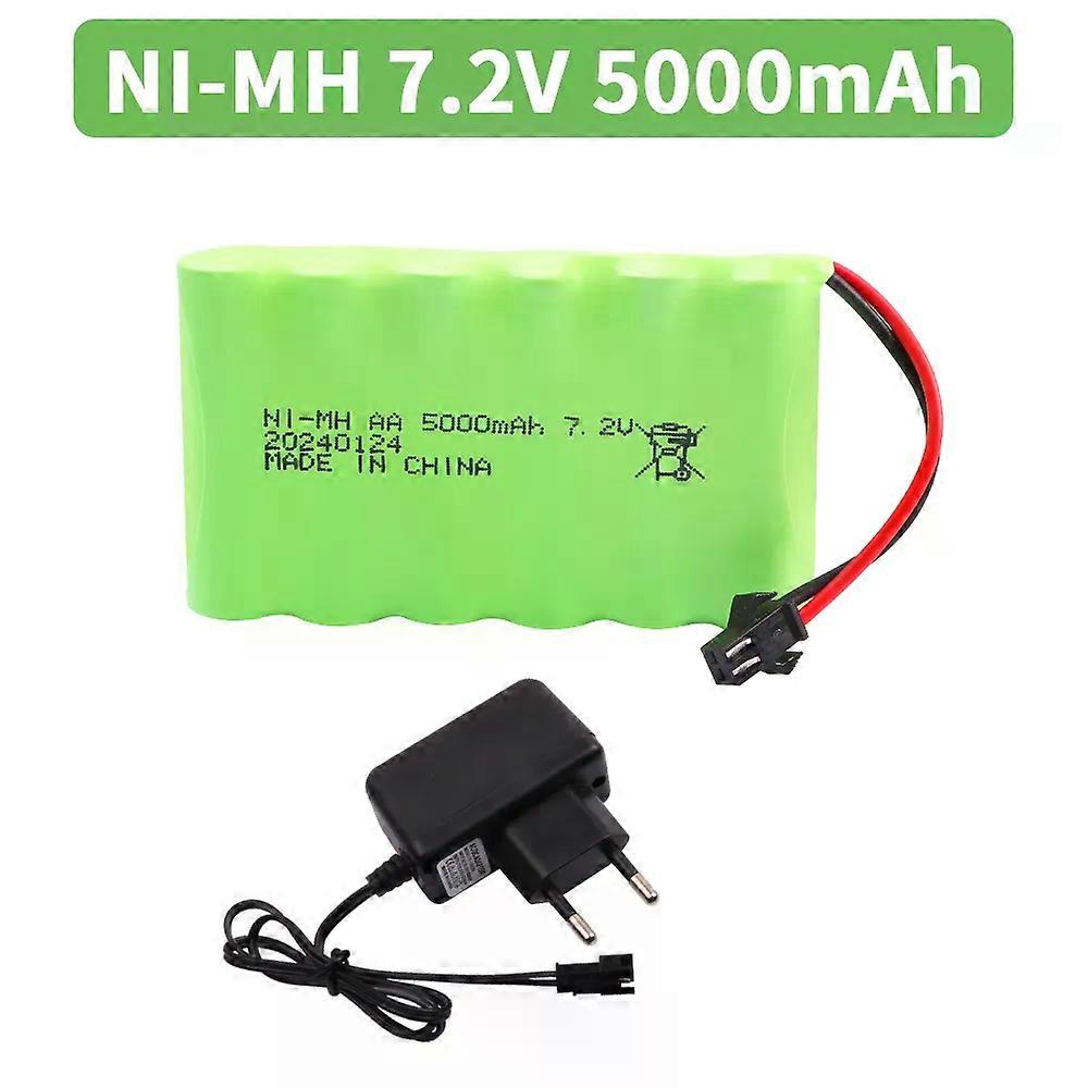 Ni-MH 7.2V 5000mAh Battery and Charger Set For RC Cars Robot Tanks Gun Boats Toys Accessories upgrade 7.2 V SM Plug