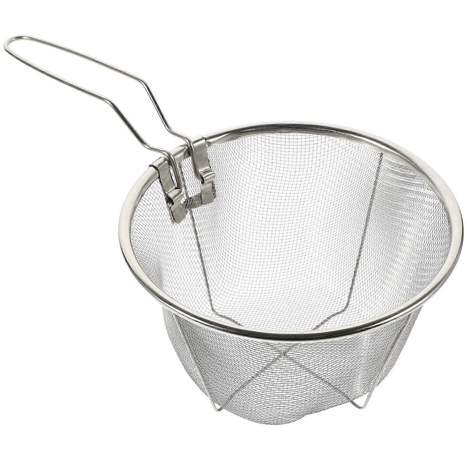 1Pc Stainless Steel Frying Basket Practical Folding Fried Basket Strainer