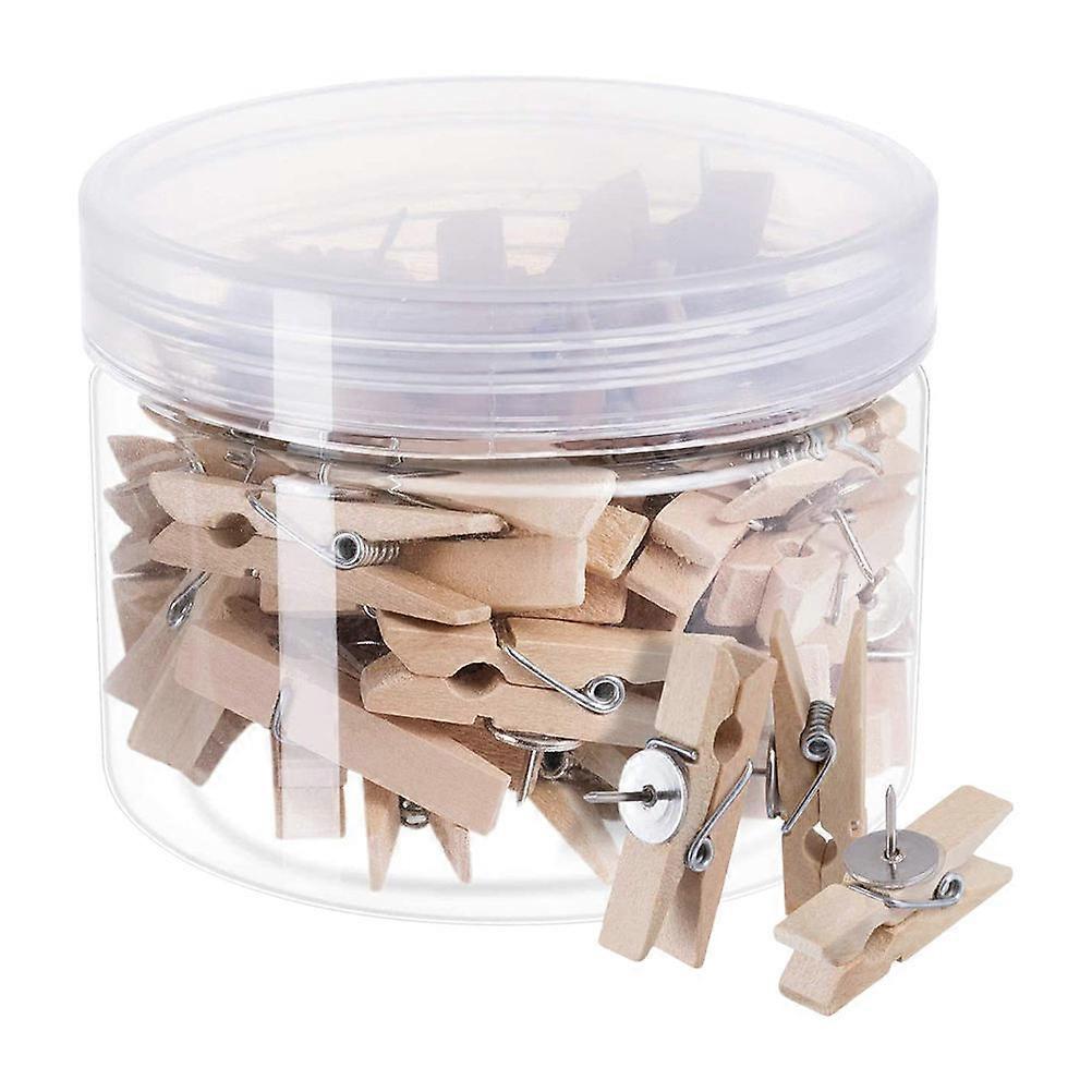Decorative Thumbtacks Wooden Thumbtacks Multipurpose Pushpin Clips Home Use Assorted Color 50Pcs