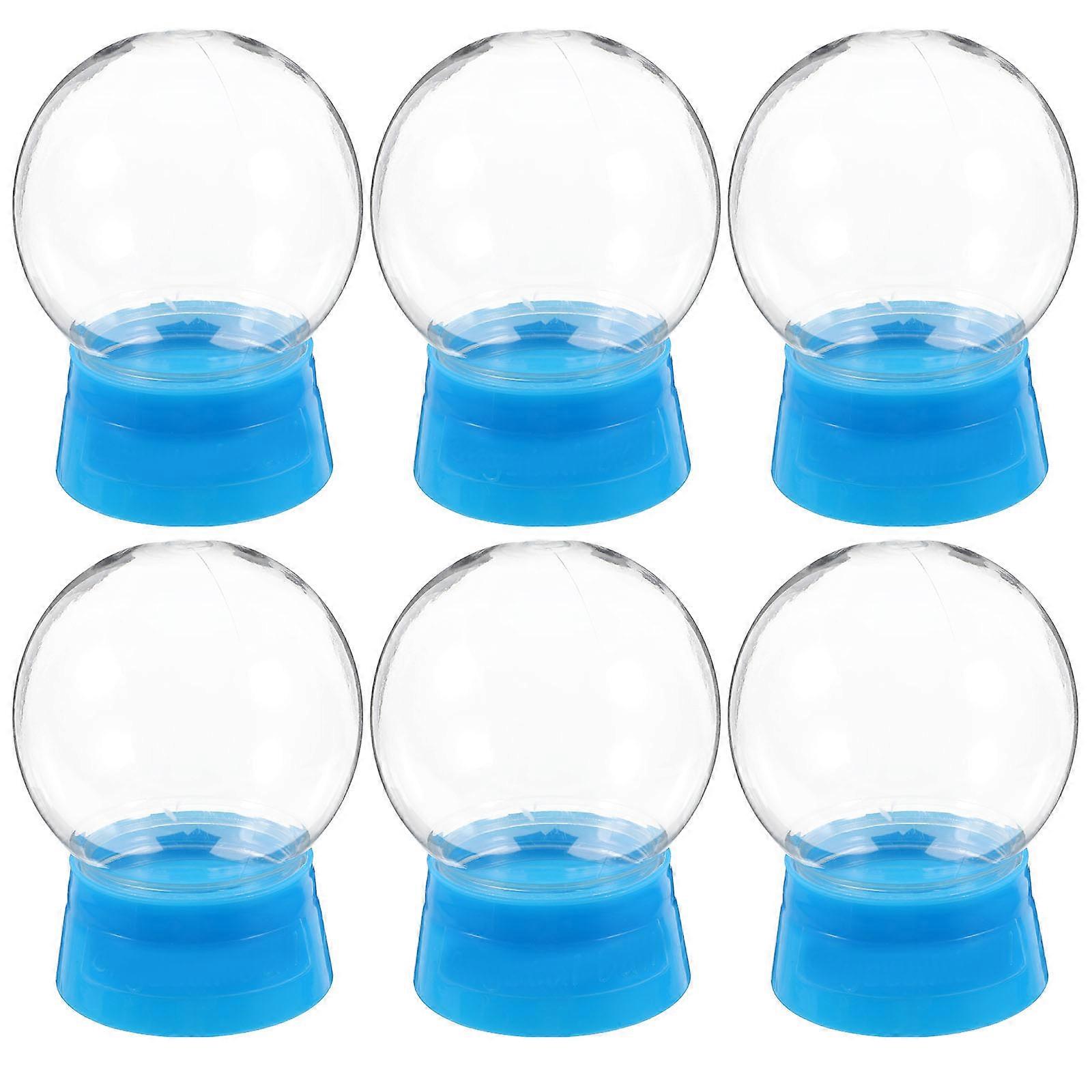 Empty Snow Globe Blue Plastic Globe Jar With Screw Off Cap For Diy 6Pcs