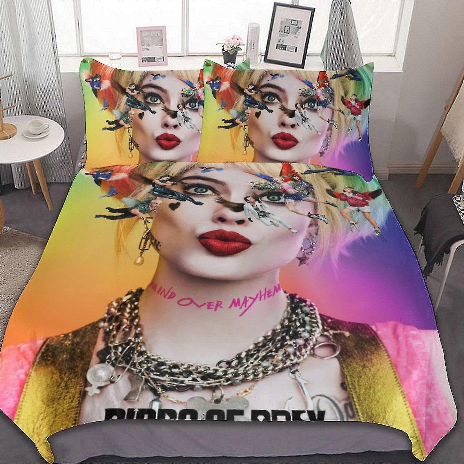 Birds Bedding Sets for Harley Quinn of Prey - 3 Piece Comfortable Soft Comforter with Duvet Cover and 2 Pillowcases