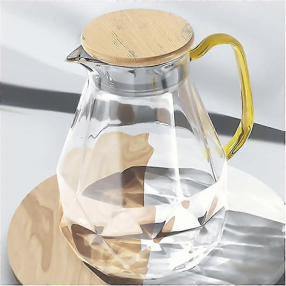Elegant Diamond Design Glass Jug with Handle, 2 Litre Water Pitcher for Home Decoration, Durable Gift for Him/Her