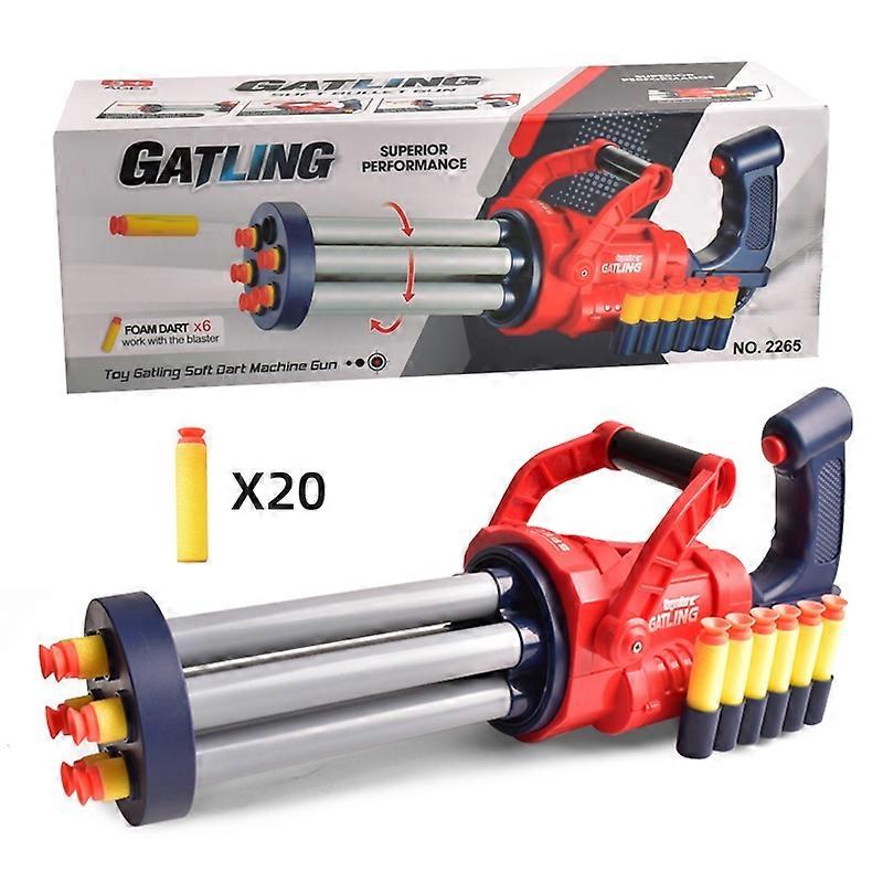ZH2265 EVA Foam Dart Blaster 6-Dart Rotating Drum Shooting Toy Gatling Disrupter Blaster for Childre