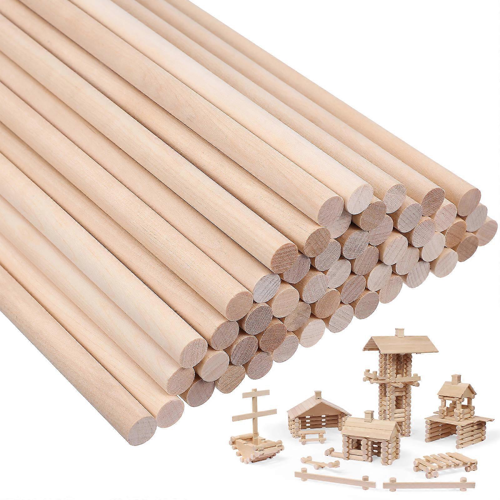 50 Pcs Hardwood Dowel Rods Unfinished Wooden Sticks for DIY Crafts, Cake Decor, and Home Projects – Versatile Strips for Creative Uses