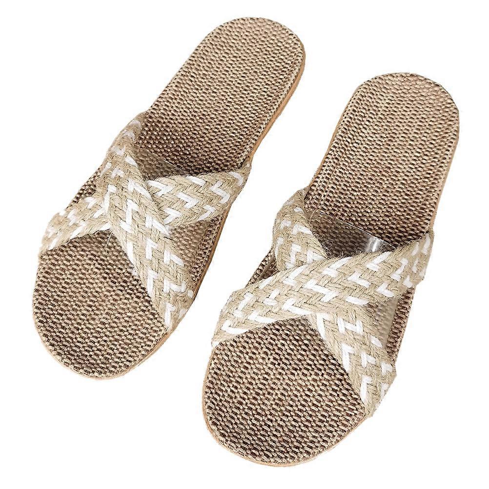 House Slippers for Guests Washable Simple Design Summer Use Beige 1Pair