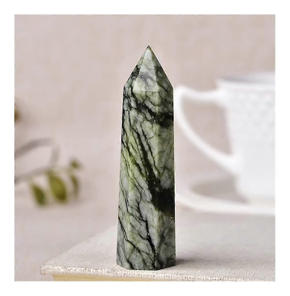 Balance Natural Crystal Stone Healing Stone Crystal Point Generator Tower Lucky Stone Crystal (Color: Tree Texture Stone, Size: 7080mm)