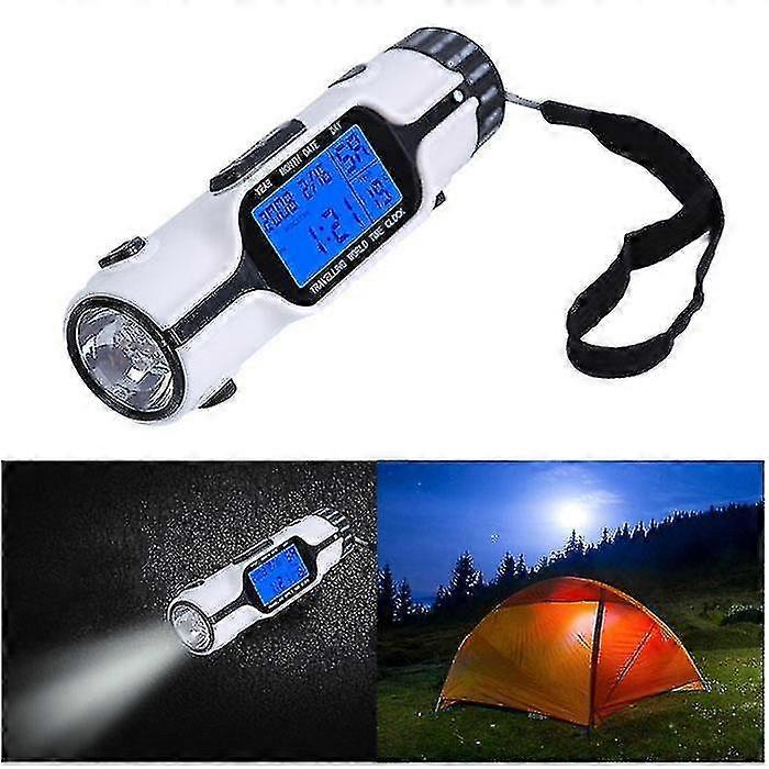 Multifunction Portable Travel World Time Alarm Clock with Electronic Calendar & LED Light Torch - LCD Display for On-the-Go Use