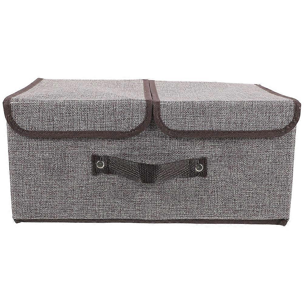 It sounds like you're looking for a **foldable clothes storage bin with a lid**, specifically a **large capacity organizer** in **grey**, suitable