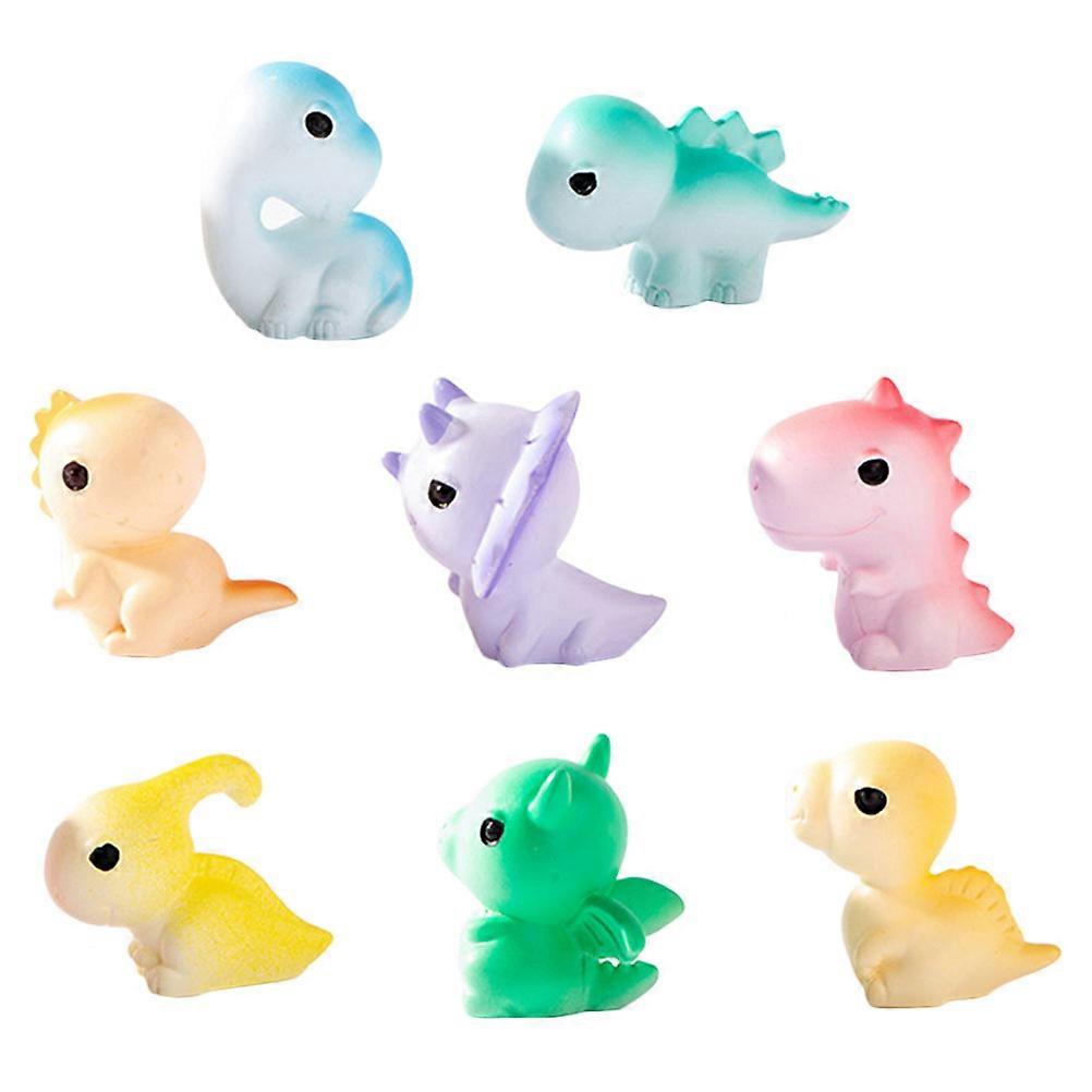 Tiny Microfigurine Dinosaur Resin Model Triangular Shape Garden Decor 8Pcs