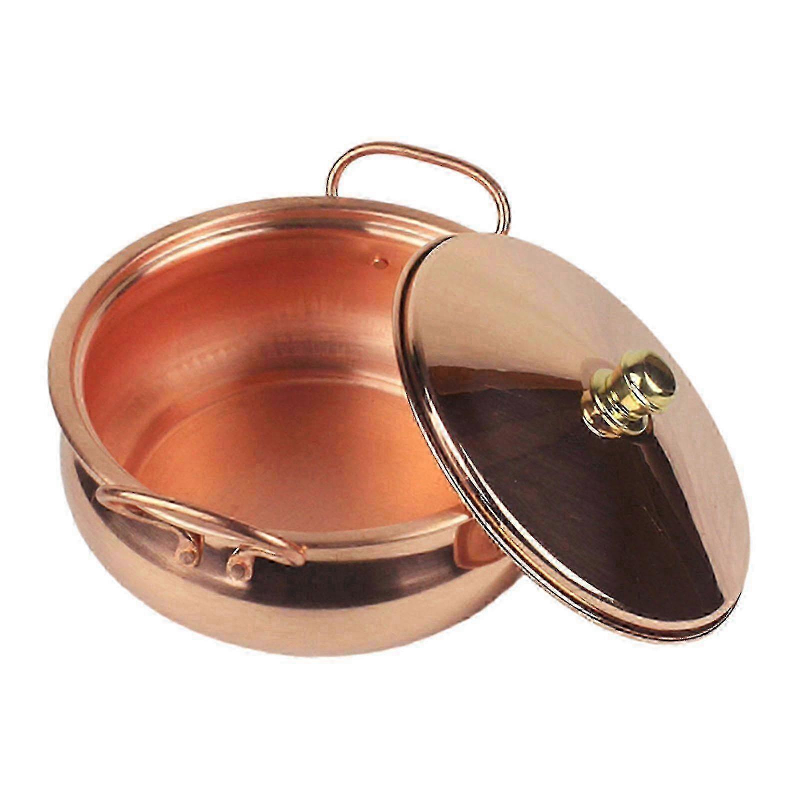 Pure Copper Binaural Cooking Pot with Lid - 18cm Stew Pan & Cookware Ideal for Delicious Meals and Enhanced Heat Distribution
