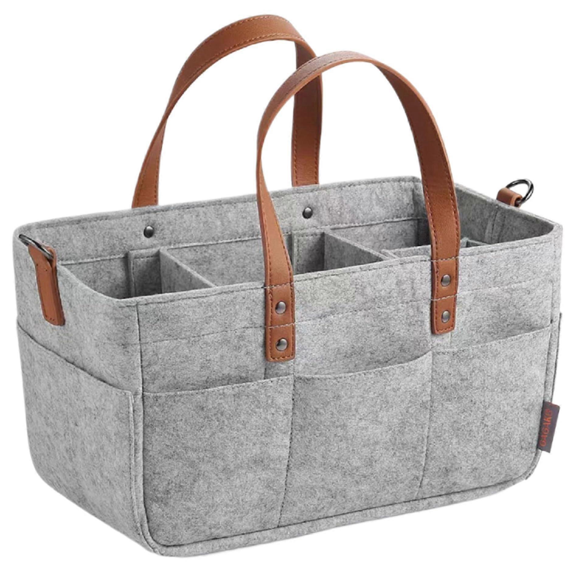 Baby Nappy Caddy, Portable Nappy Organiser, Foldable Nursery Caddy, Gray