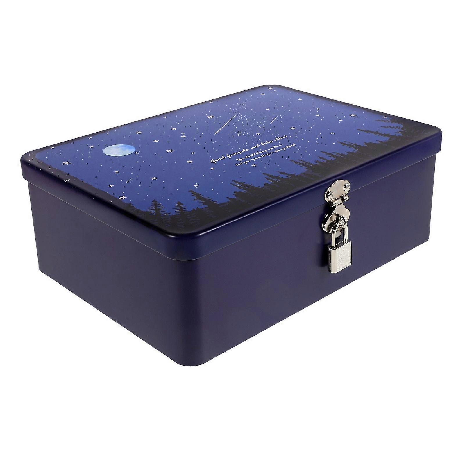 Rectangle Iron Storage Box With Lock Desktop Organizer Keepsakes Box Lockable Storage Container Desktop Sundries Cards Storage Box