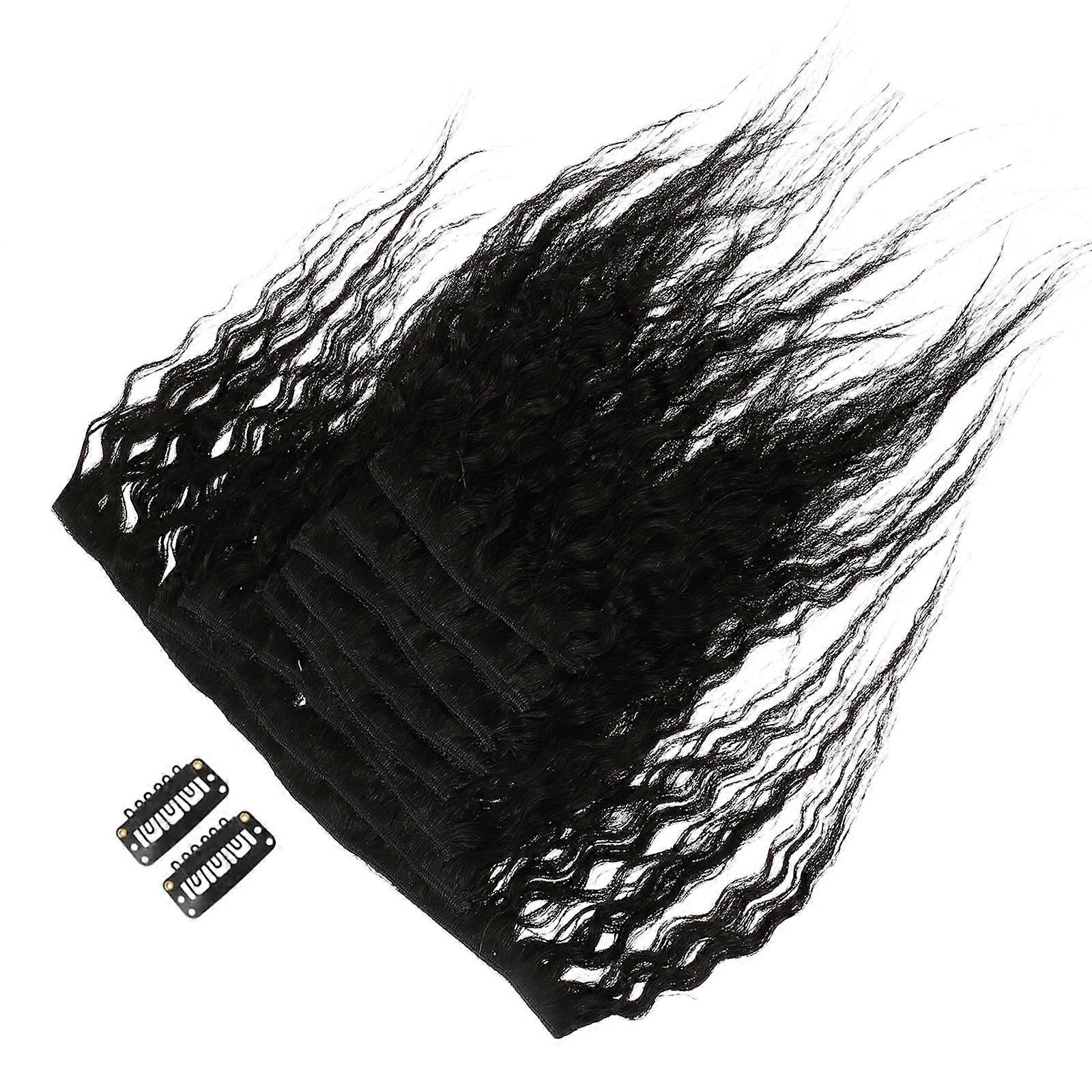 Human Hair Extensions Wavy Clip Wefts Realistic Style For Women Daily Use No Shedding 8Pcs