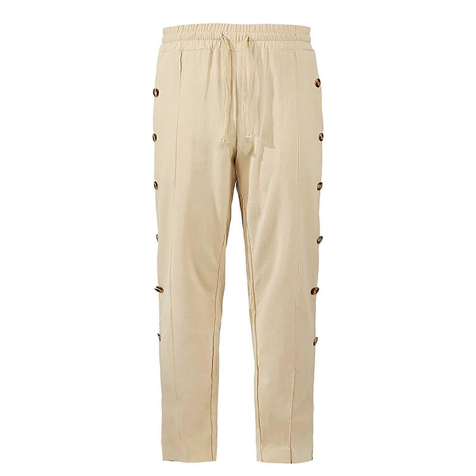 Cargohose Herren Baggy Jogginghose Große Größen Einfarbig Baumwolle Elastische Taille Freizeit Hose A6-Khaki S