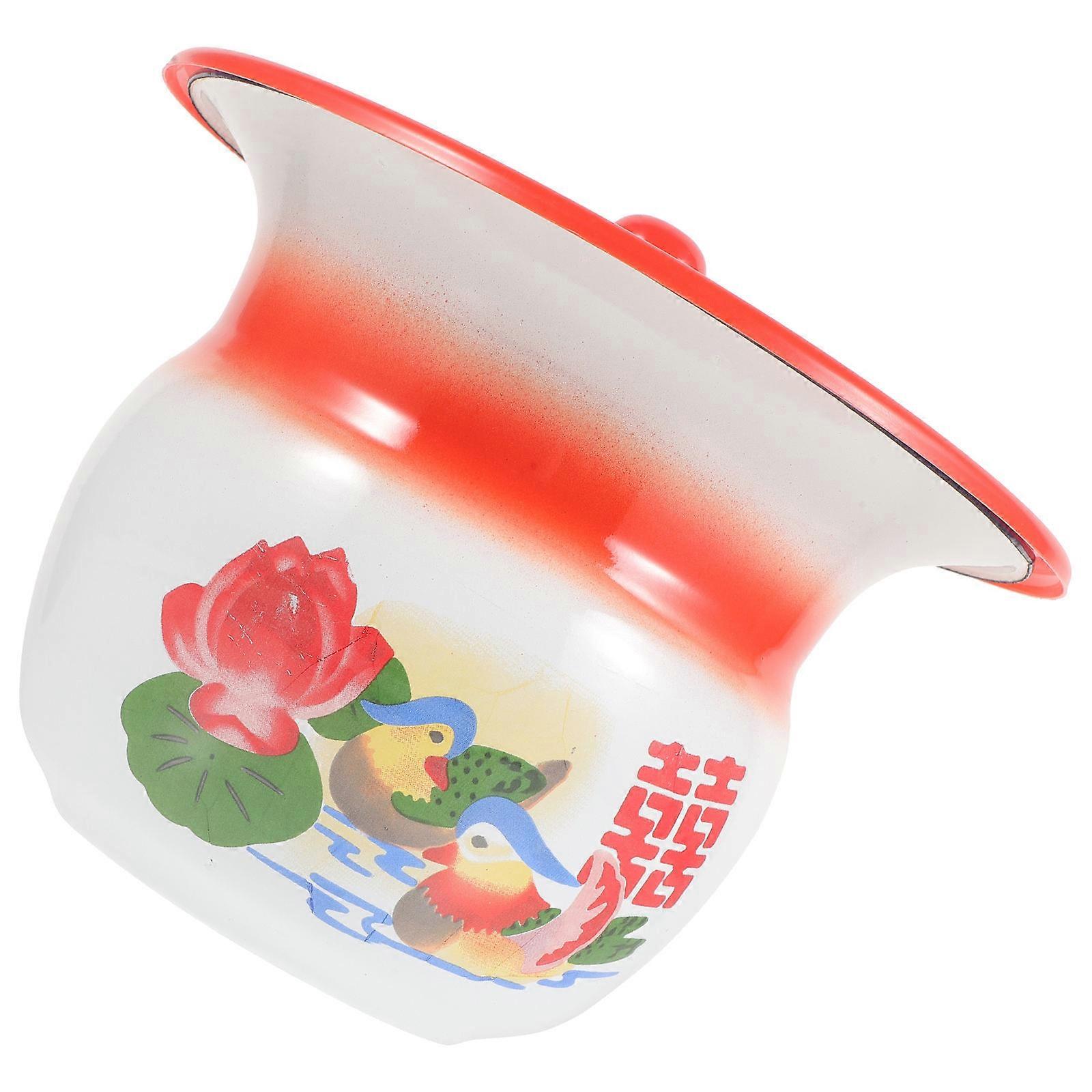 Retro Urinal Container Vintage Child Urinal with Cover 21.5X21.5X15CM Portable Easy to Clean for Travel Use 1Pack