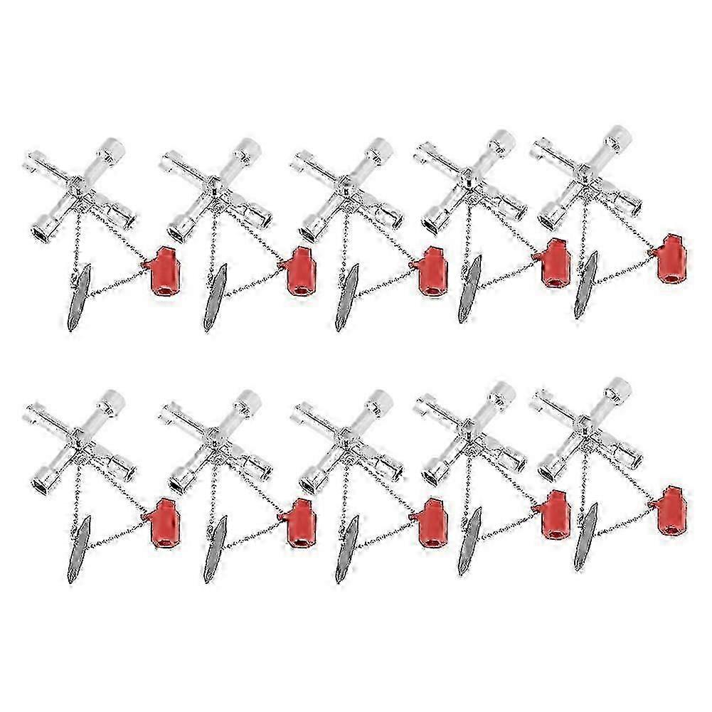 Universal Control Cabinet Key Wrenches Set - 10pcs Zinc Alloy Construction Compact Size for Easy Storage & Use