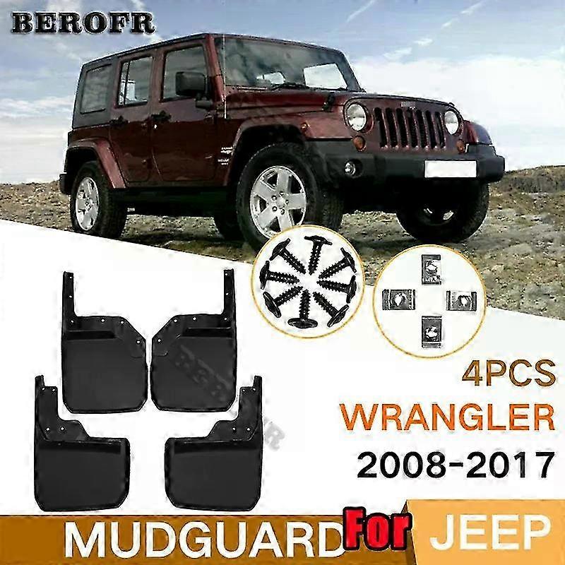 4x Mud Splash Guards & Fender Flaps for Jeep Wrangler JL (2008-2017, 2019-2022) - Front & Rear Mudguards Protection
