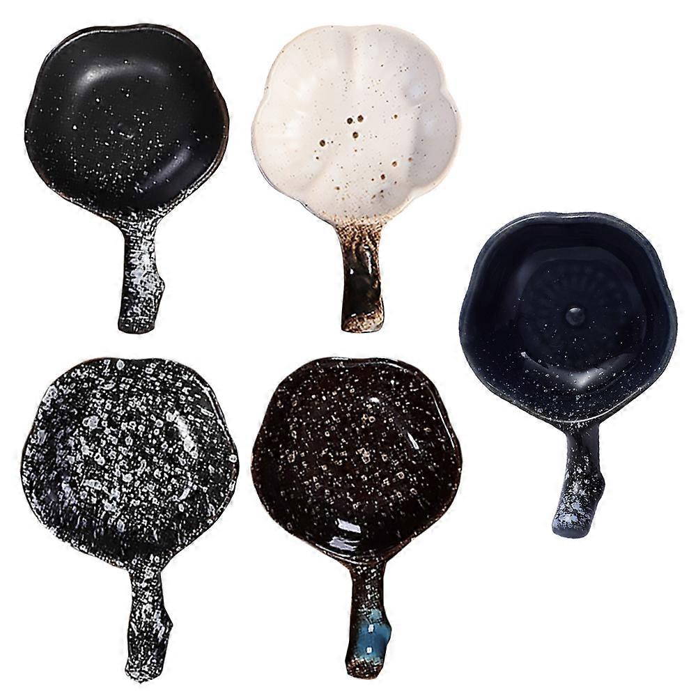 Assorted Color Ceramic Sauce Dish for Soy Vinegar Use 5Pcs Set