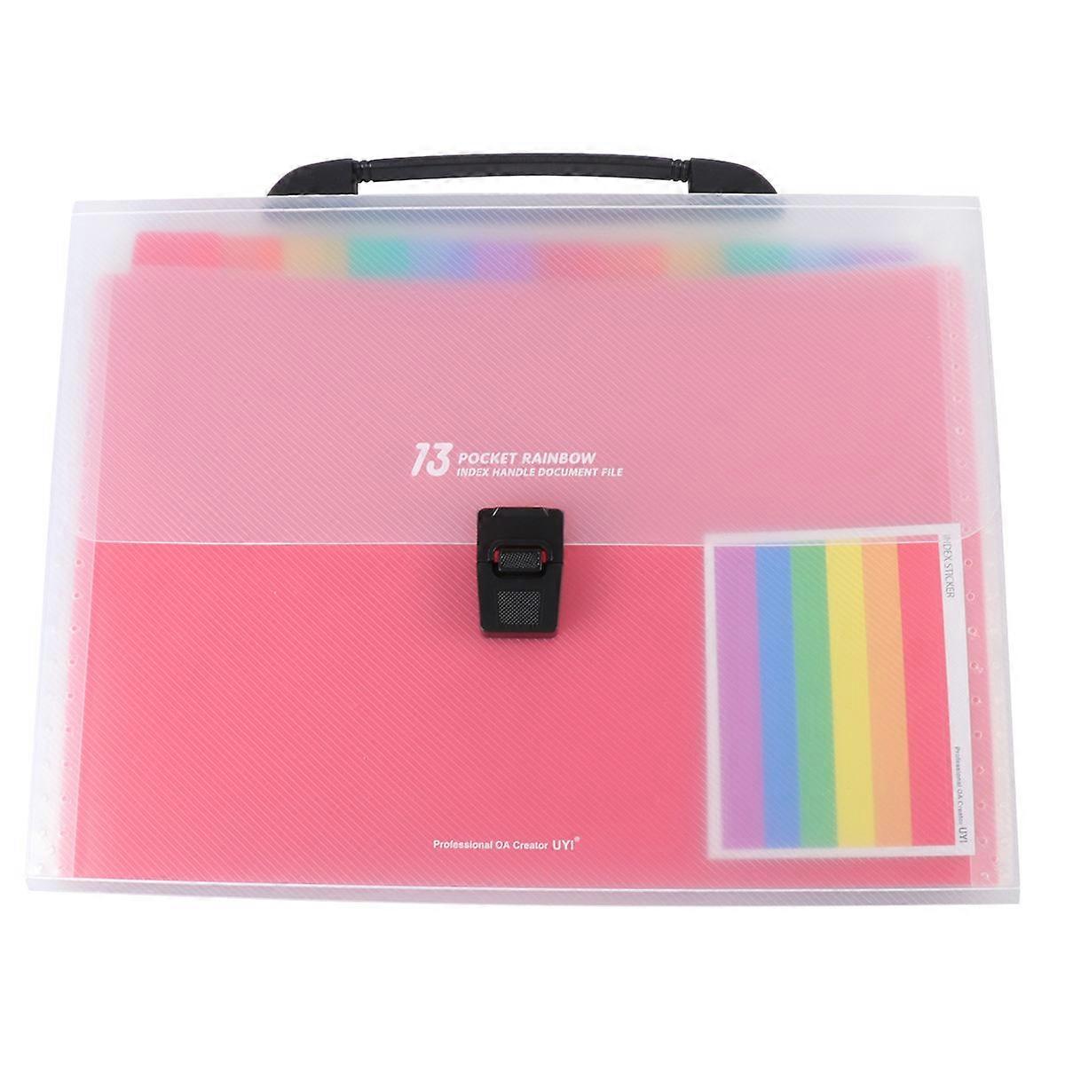 Rainbow Expandable Folder with Multilayer Pockets, Portable File Bag for Students and Office Use, Handheld Document Organizer